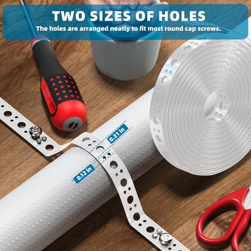 U0U 1 Inch x 30FT Metal Strapping with Holes,White Galvanized Pipe Pipe Hanger Strap,Steel Strap for Pipe Hanger Strap Support - Image 3